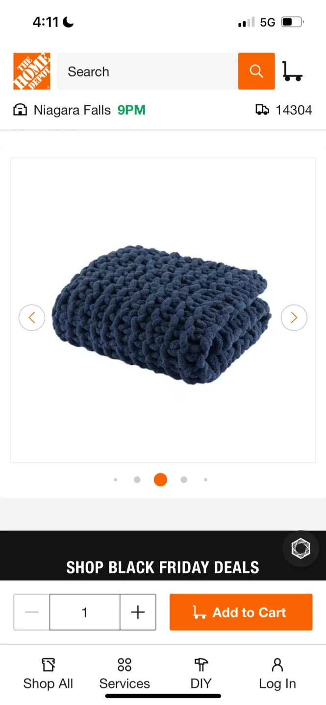 New Navy Chunky Knit Throw Blanket image indicator(5)