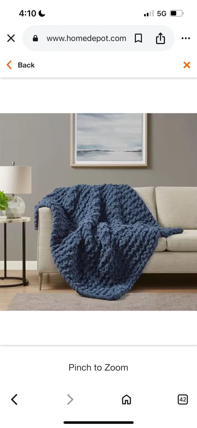 New Navy Chunky Knit Throw Blanket