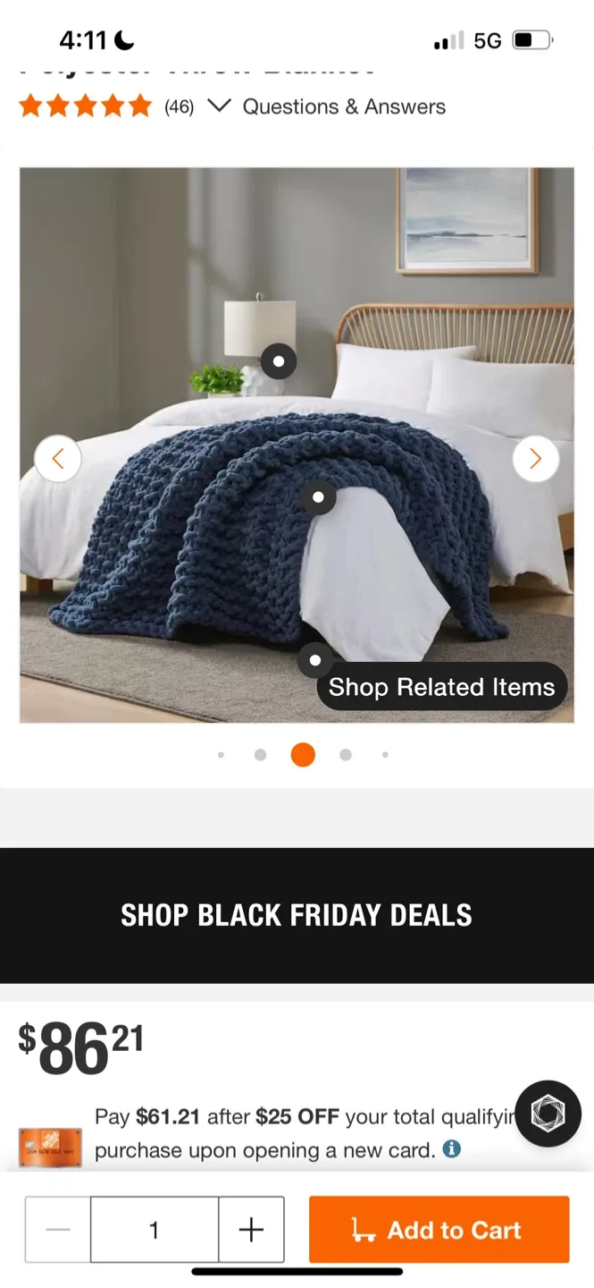 New Navy Chunky Knit Throw Blanket image indicator(2)