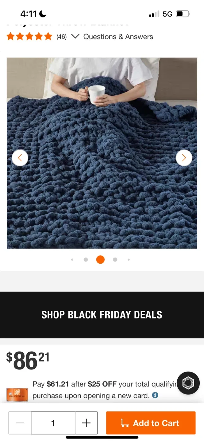 New Navy Chunky Knit Throw Blanket image indicator(3)