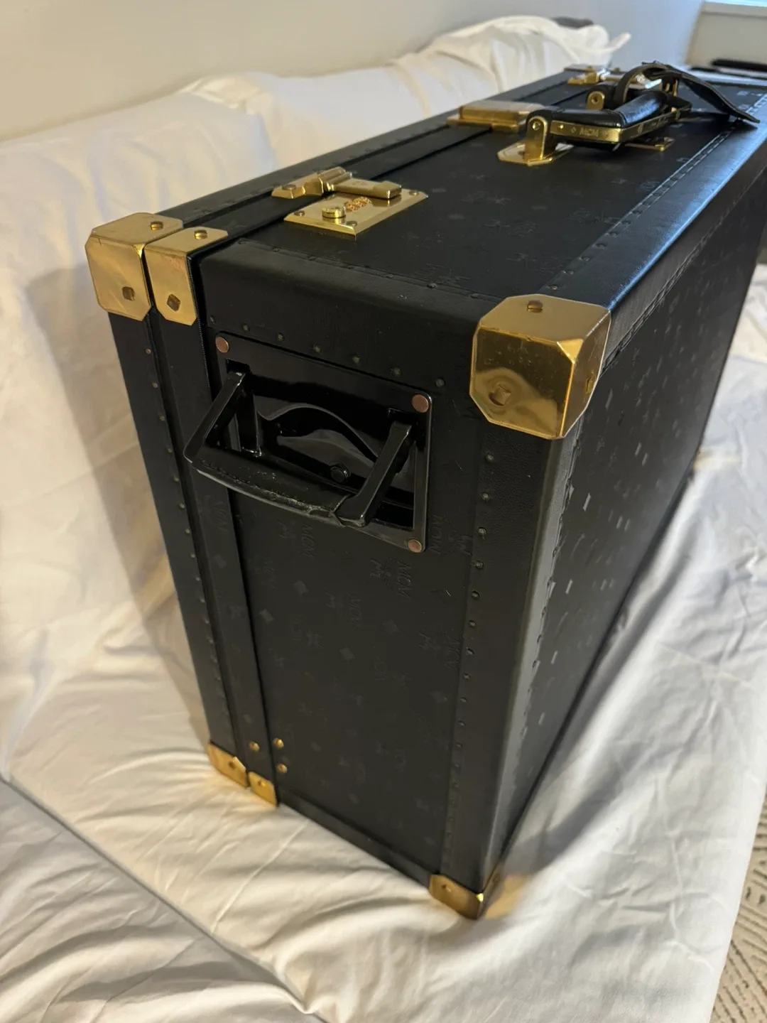 Vintage 1980s MCM Trunk Luggage - Black & Gold image indicator(2)