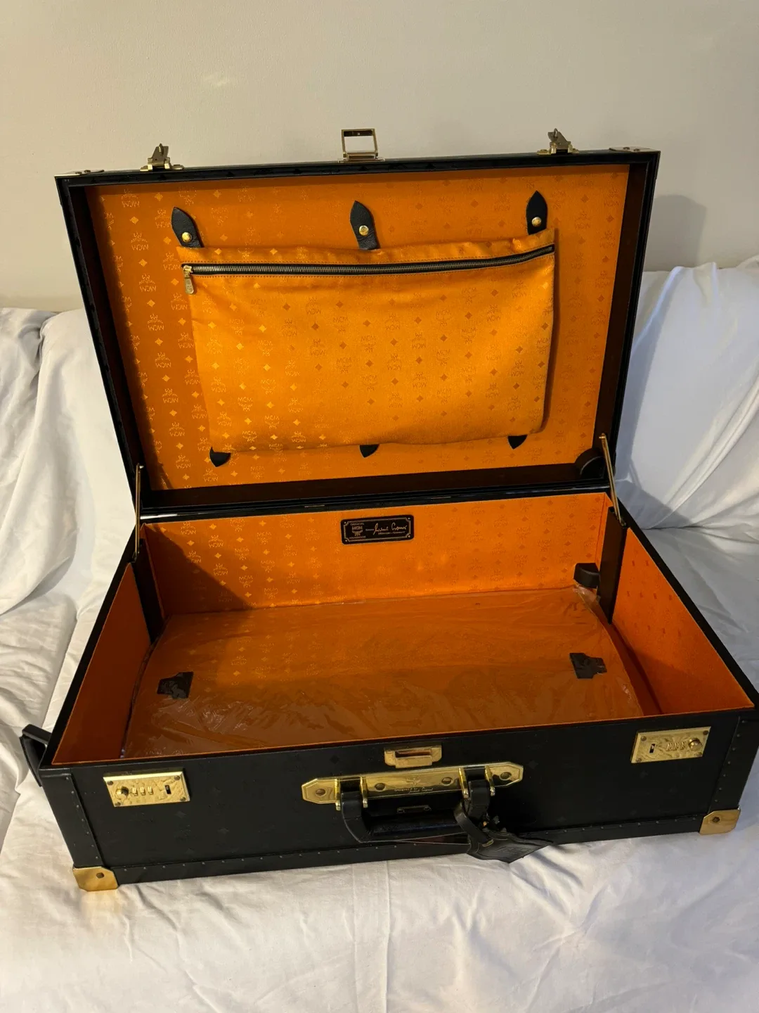 Vintage 1980s MCM Trunk Luggage - Black & Gold image indicator(4)