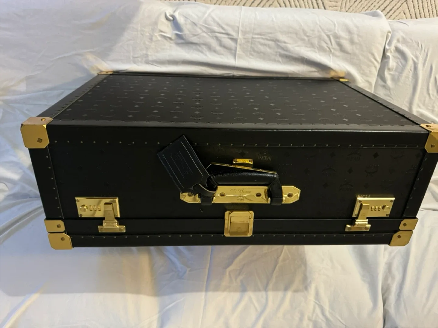 Vintage 1980s MCM Trunk Luggage - Black & Gold