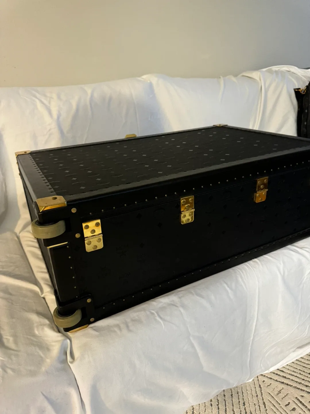 Vintage 1980s MCM Trunk Luggage - Black & Gold image indicator(5)