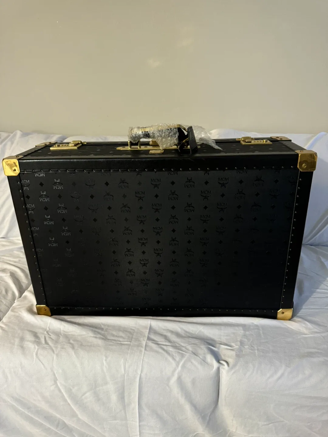 Vintage 1980s MCM Trunk Luggage - Black & Gold image indicator(9)