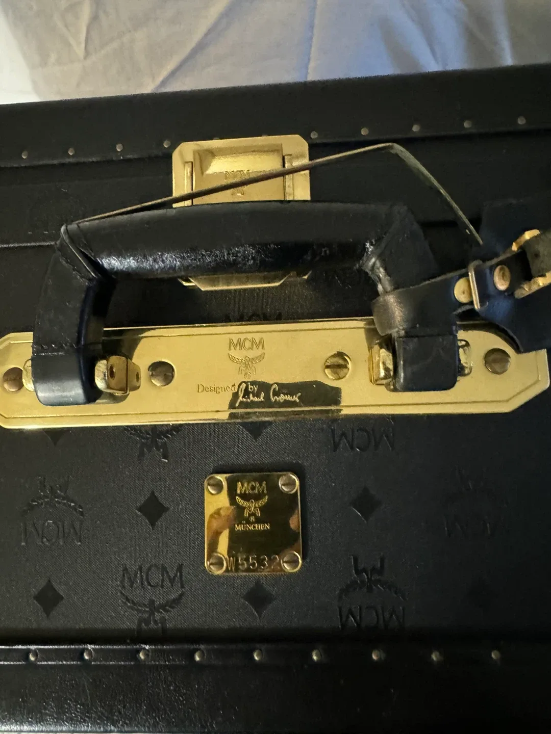 Vintage 1980s MCM Trunk Luggage - Black & Gold image indicator(7)