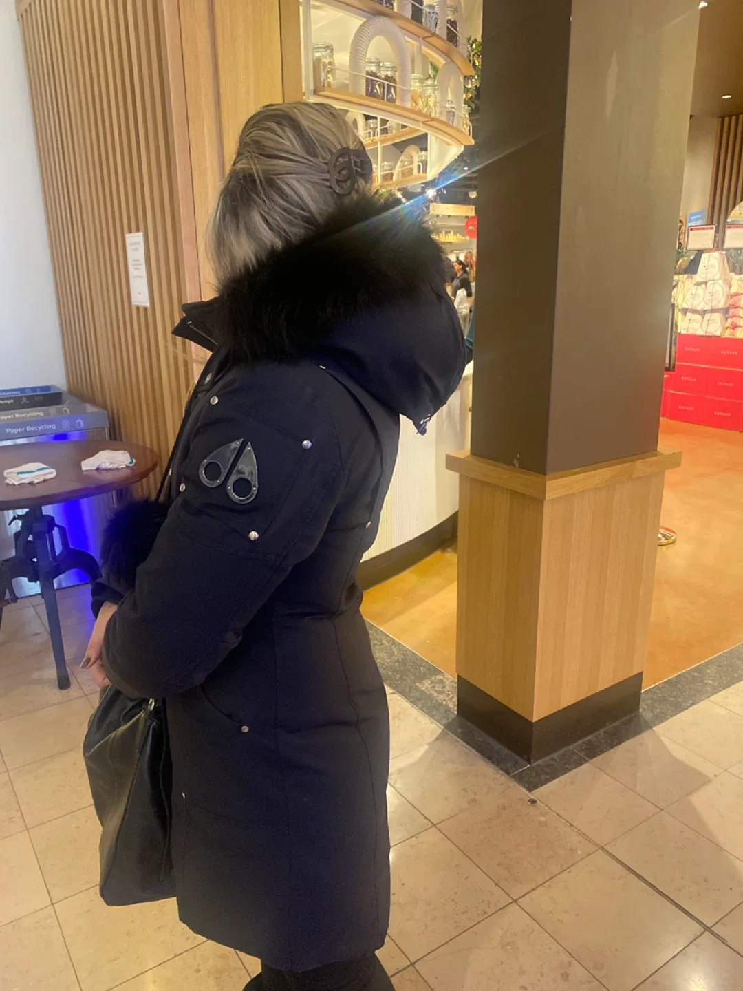 Black Winter Coat with Fur Trim image indicator(3)