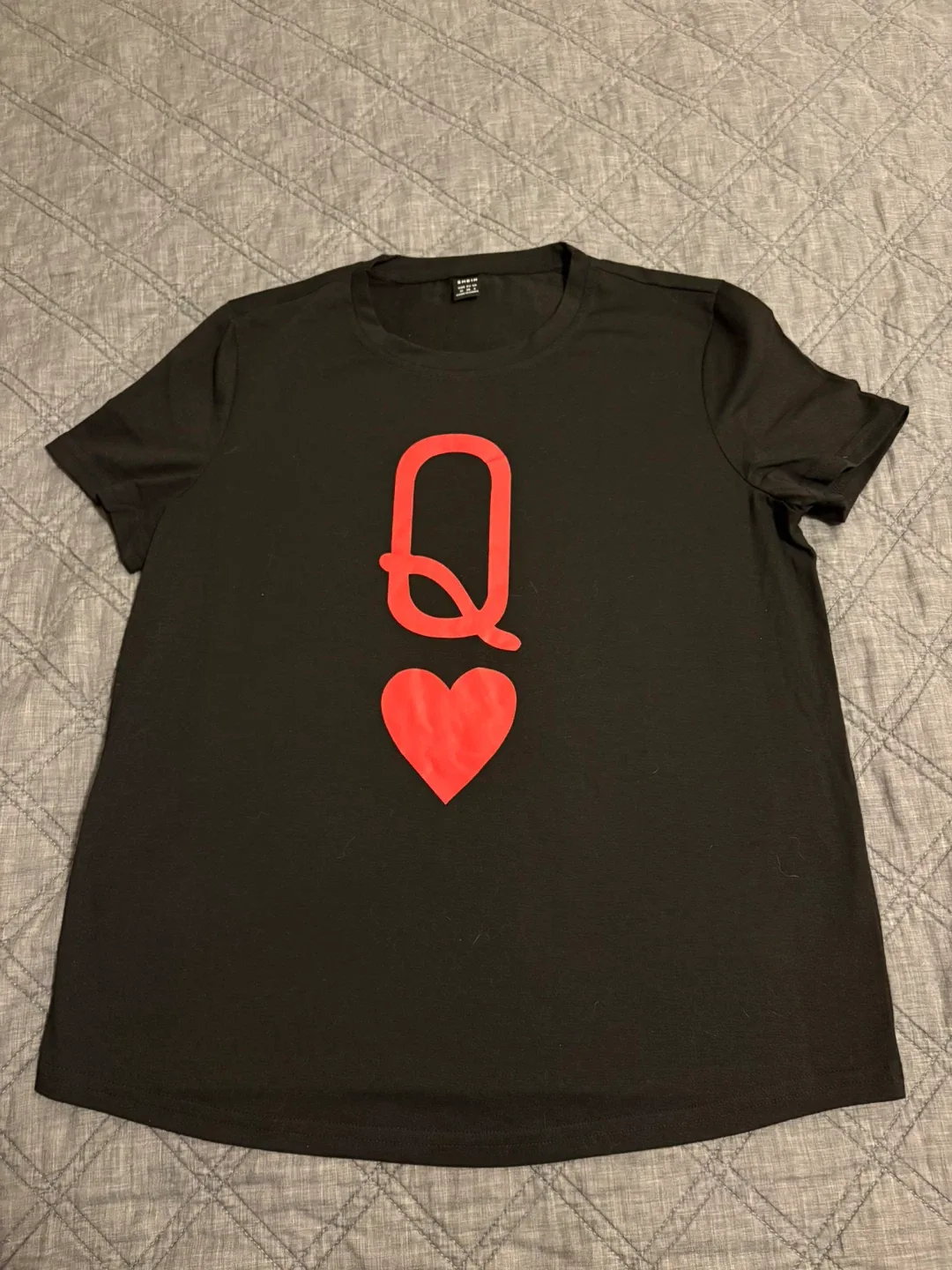 Shein Black Queen of Hearts Tee - Size M