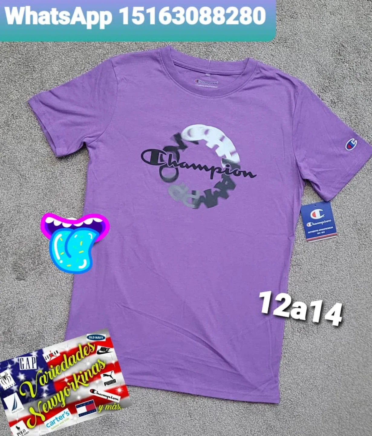 Champion Blue & Black T-Shirt - Size 10/12