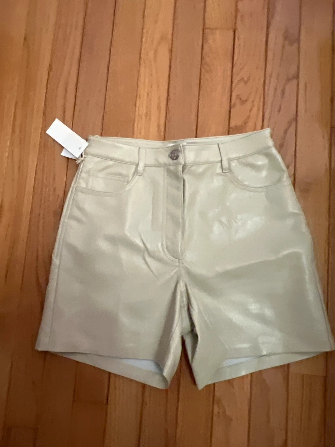 Aritzia Cream Faux Leather Shorts - New with Tags!