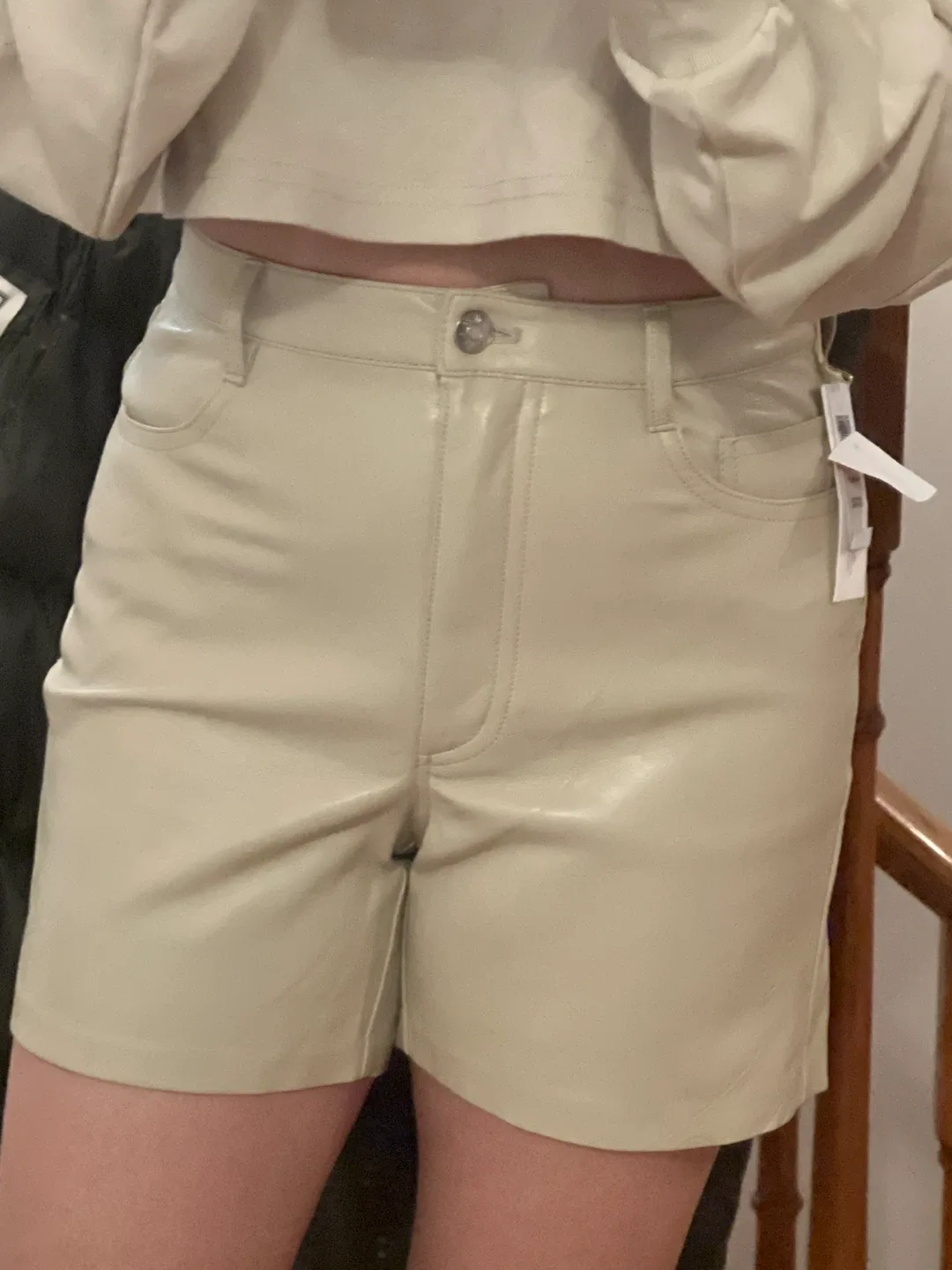 Aritzia Cream Faux Leather Shorts - New with Tags! image indicator(4)