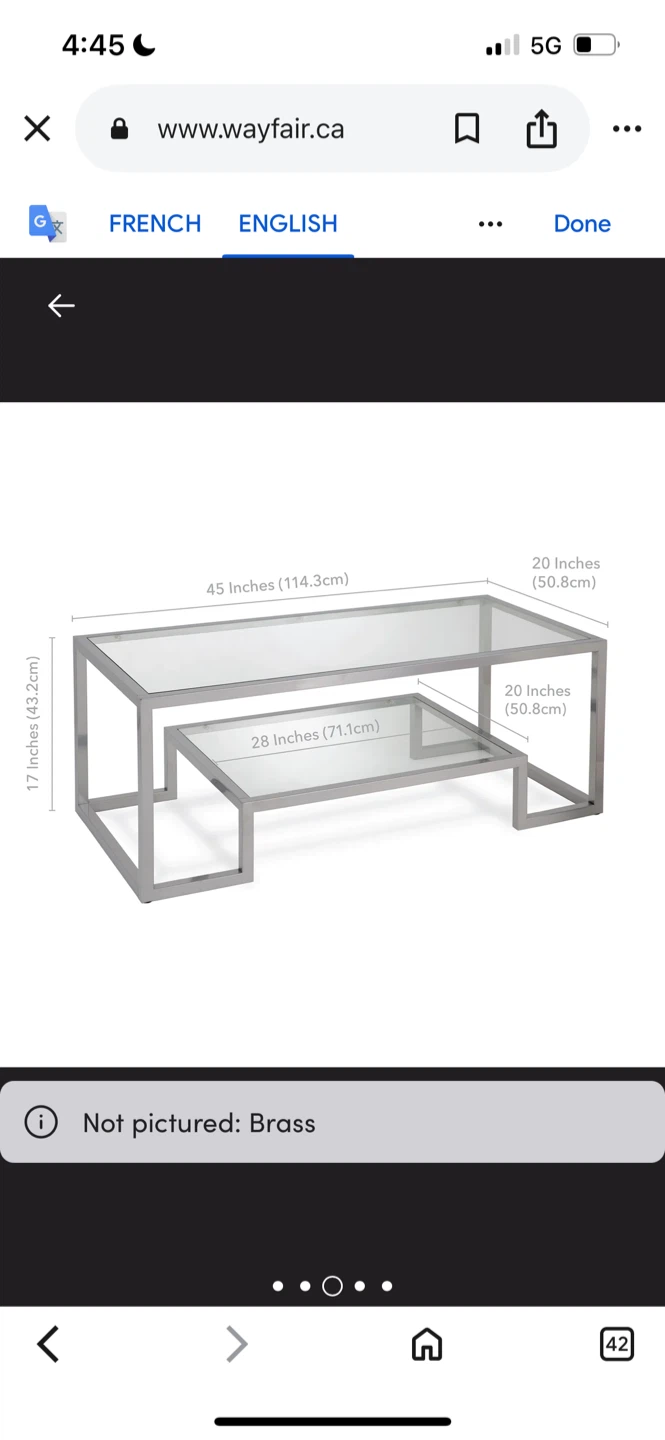 New Wayfair Gold Coffee Table - Glass Top - photo 4