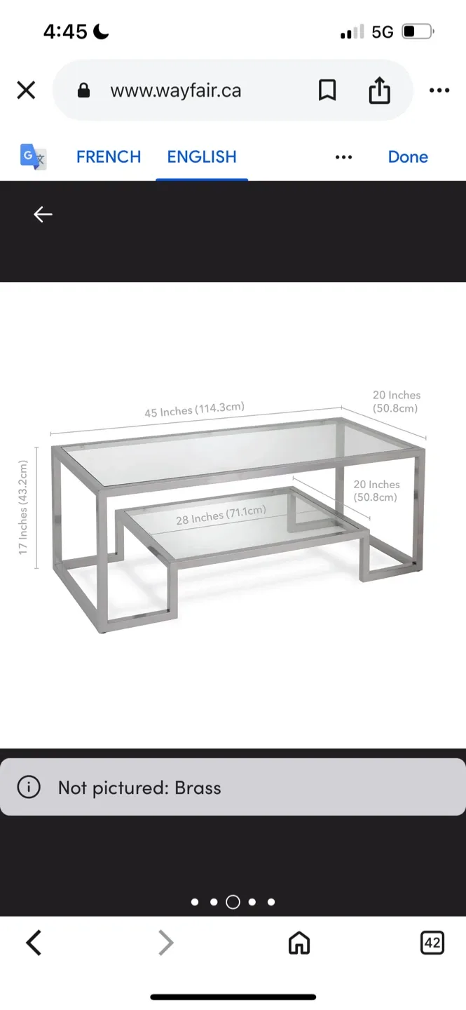 New Wayfair Gold Coffee Table - Glass Top image indicator(4)