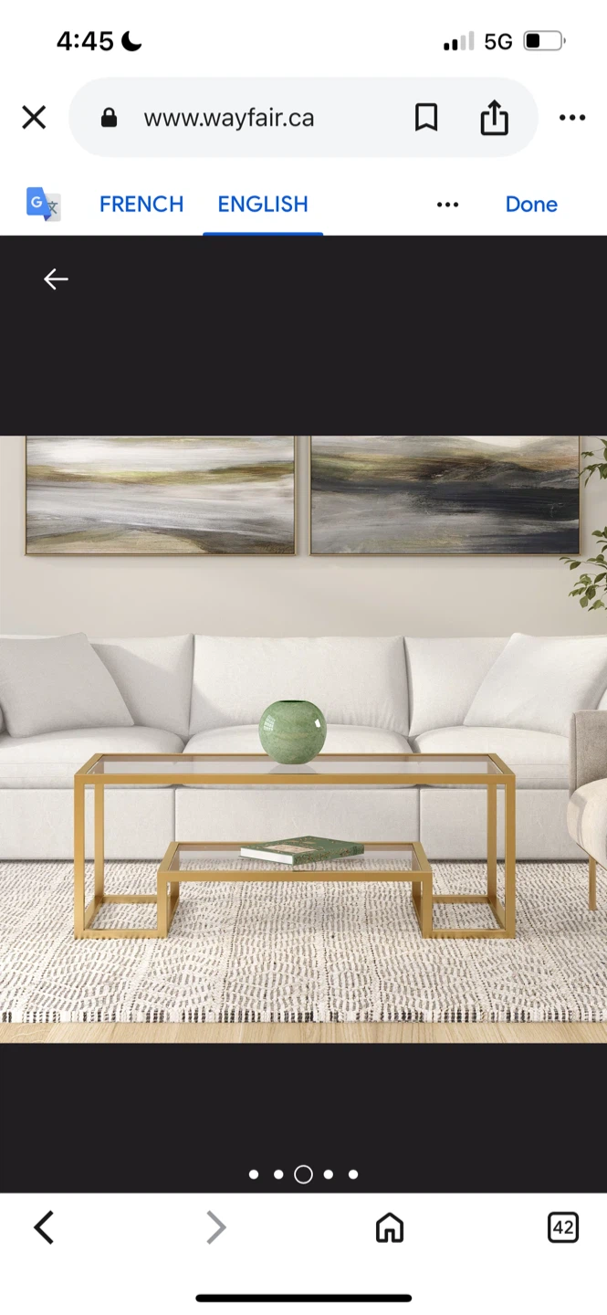 New Wayfair Gold Coffee Table - Glass Top - photo 3