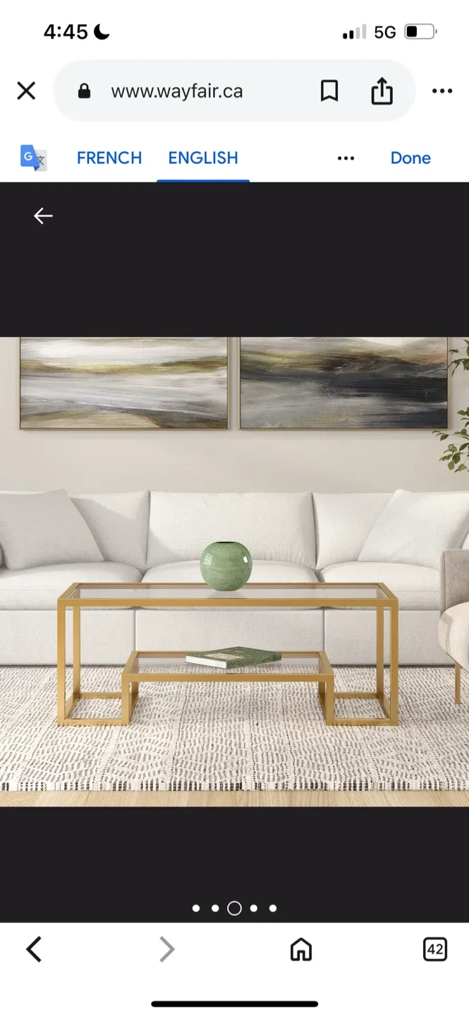 New Wayfair Gold Coffee Table - Glass Top image indicator(3)