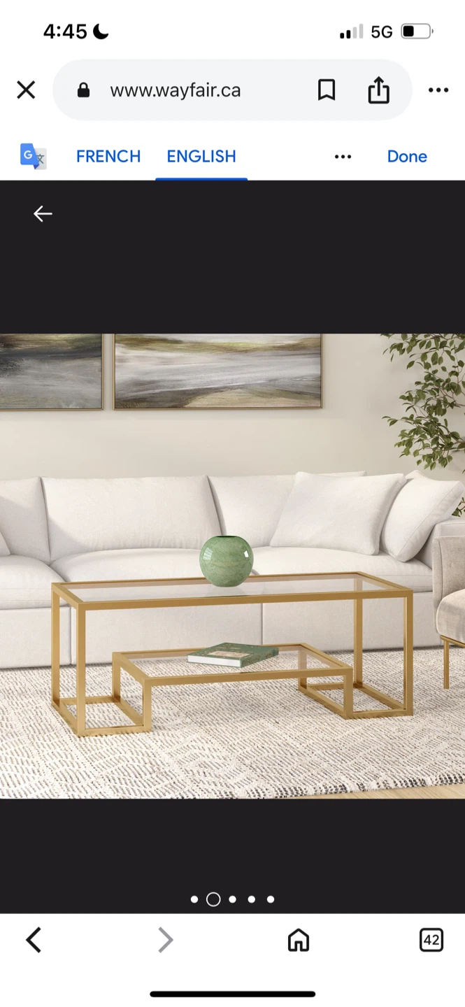 New Wayfair Gold Coffee Table - Glass Top - photo 2