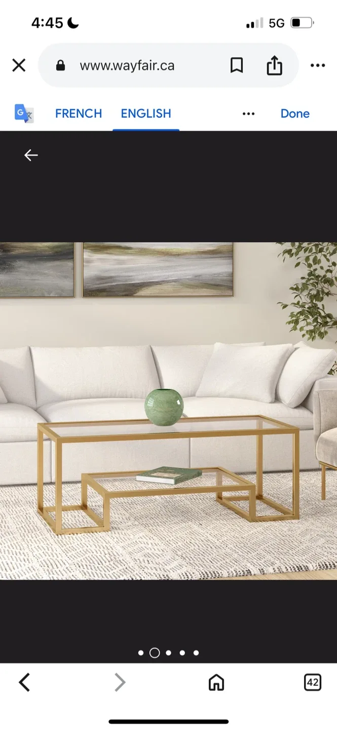 New Wayfair Gold Coffee Table - Glass Top image indicator(2)