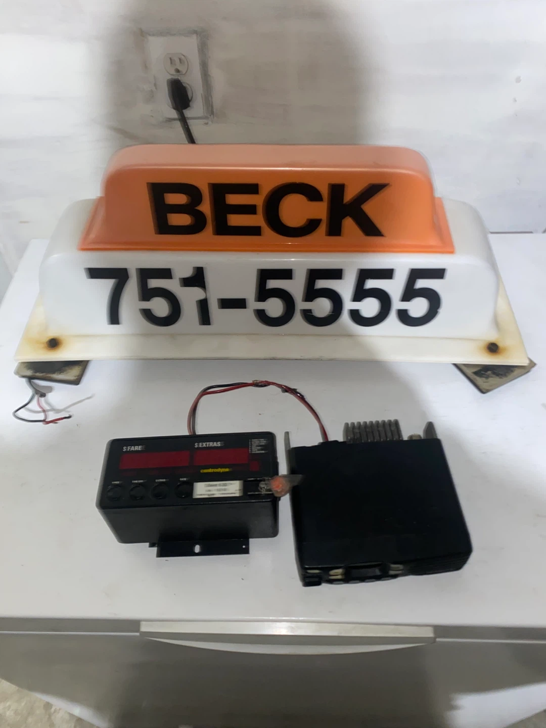 Kenwood Taxi Meter & Beck Taxi Top Light and a radio