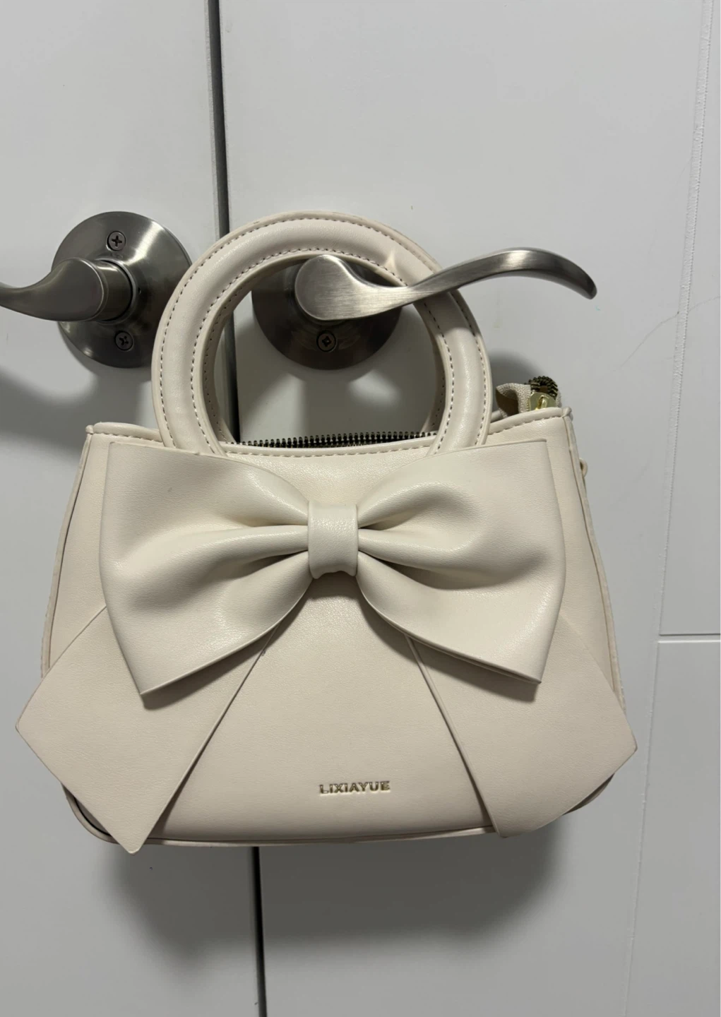 LIXIAYUE Off White Bow Handbag