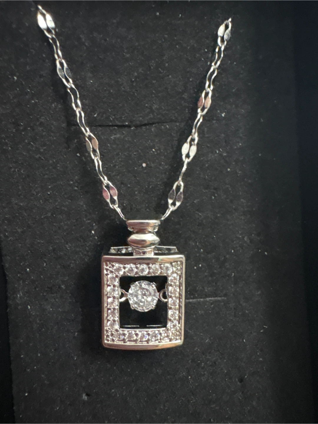 Silver SS Necklace with CZ moving Pendant - photo 3