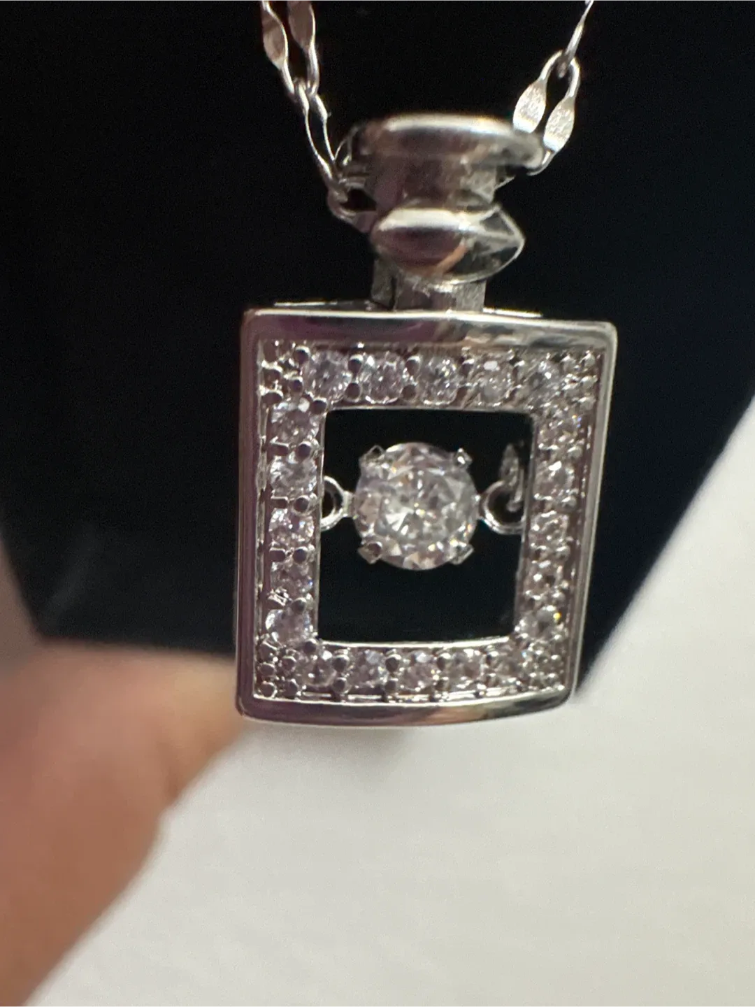 Silver SS Necklace with CZ moving Pendant image indicator(2)