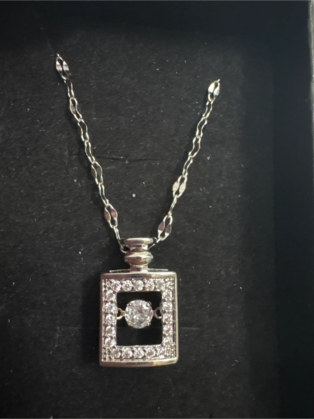 Silver SS Necklace with CZ moving Pendant