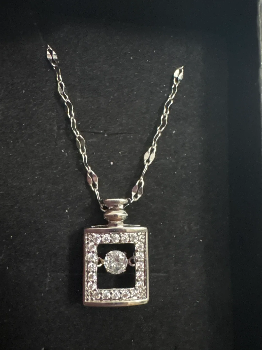 Silver SS Necklace with CZ moving Pendant