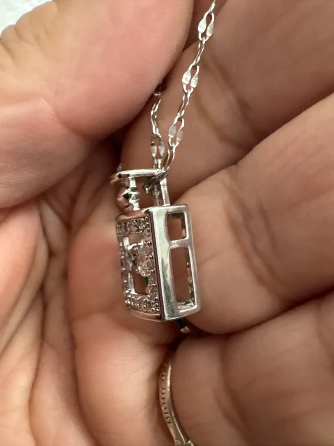 Silver SS Necklace with CZ moving Pendant image indicator(7)