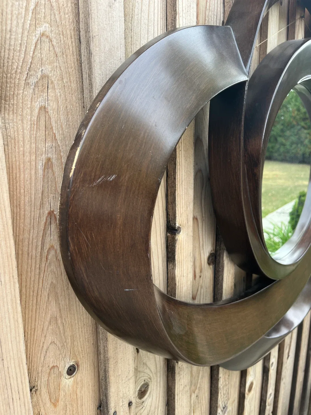 Unique Brown Wooden Framed Mirror image indicator(2)