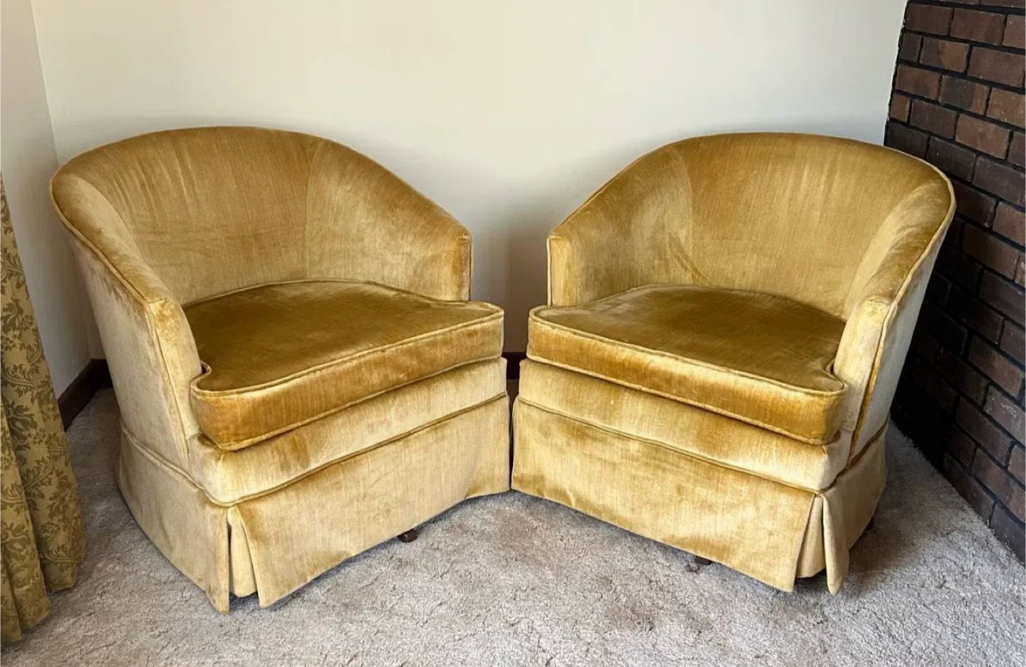 Pair of Vintage Swivel Barrel Chairs
