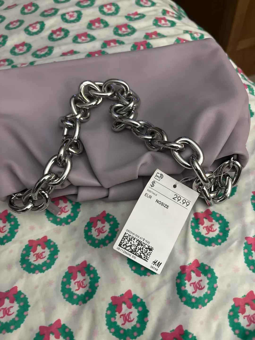 H&M Lilac Ruched Chain Bag - Like New! image indicator(4)