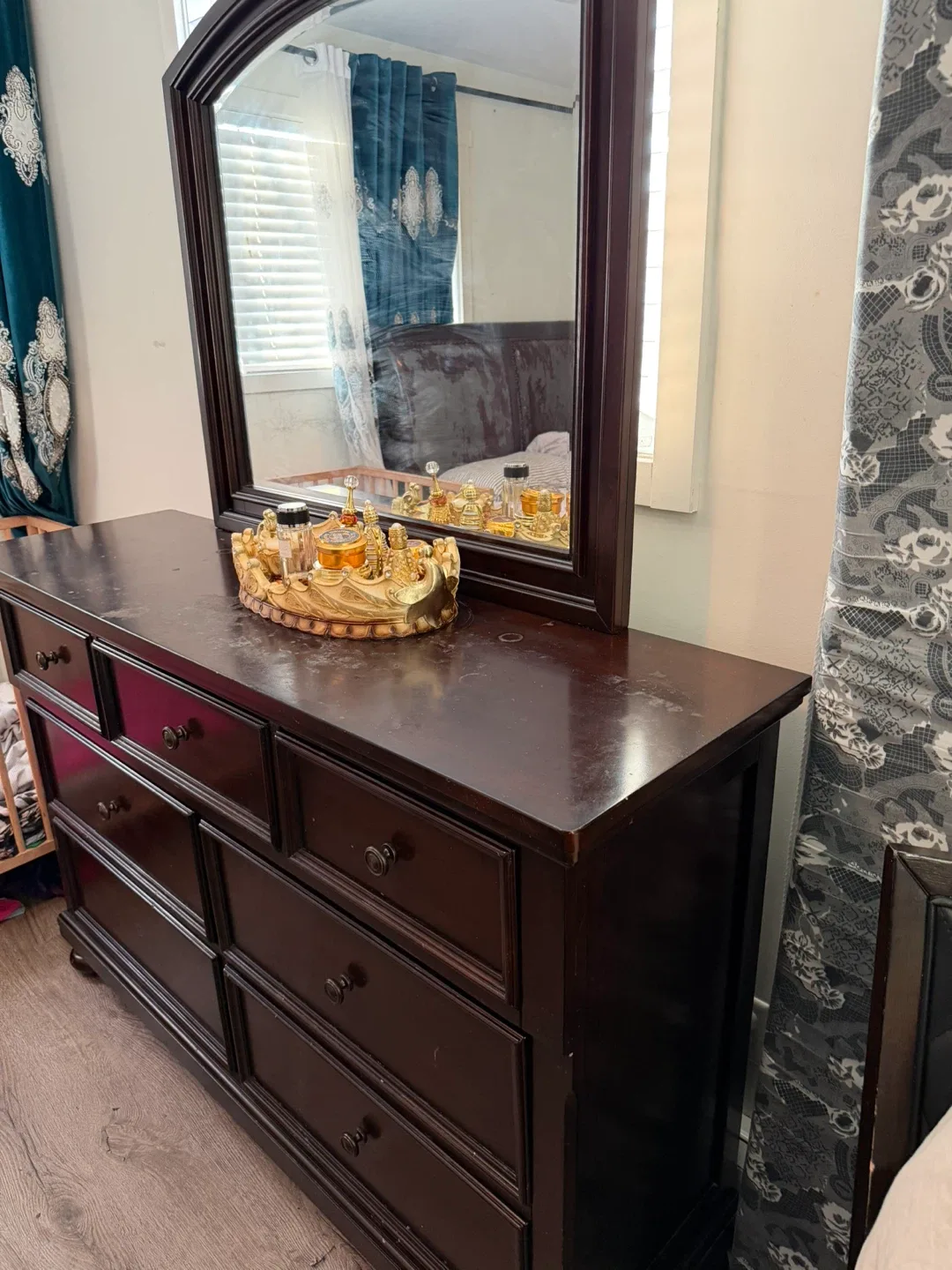 Dark Wood Dresser with Mirror