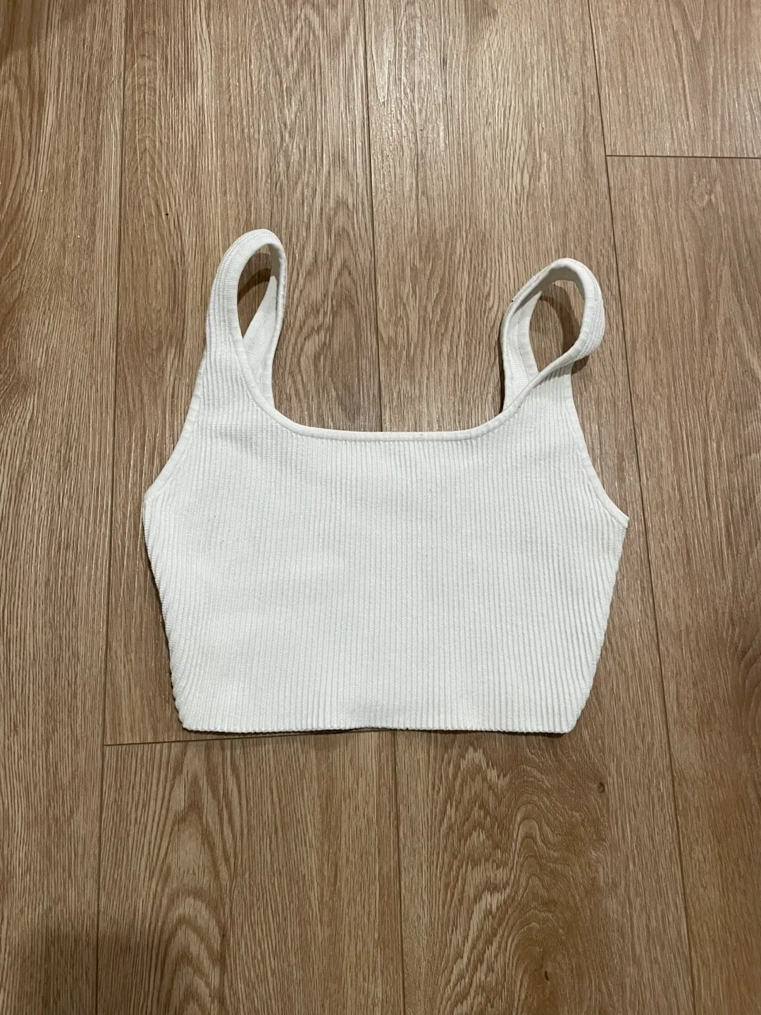 Babaton White Ribbed Tank Top - Size S
