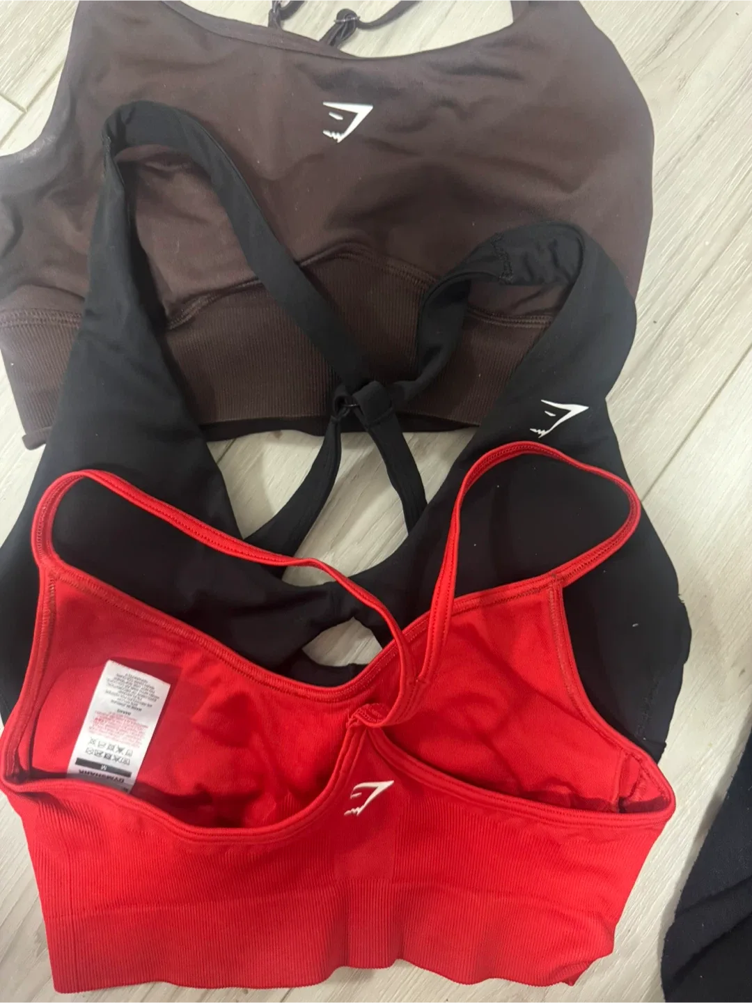 Gymshark Sports Bras - Red, Black & Brown - Size M
