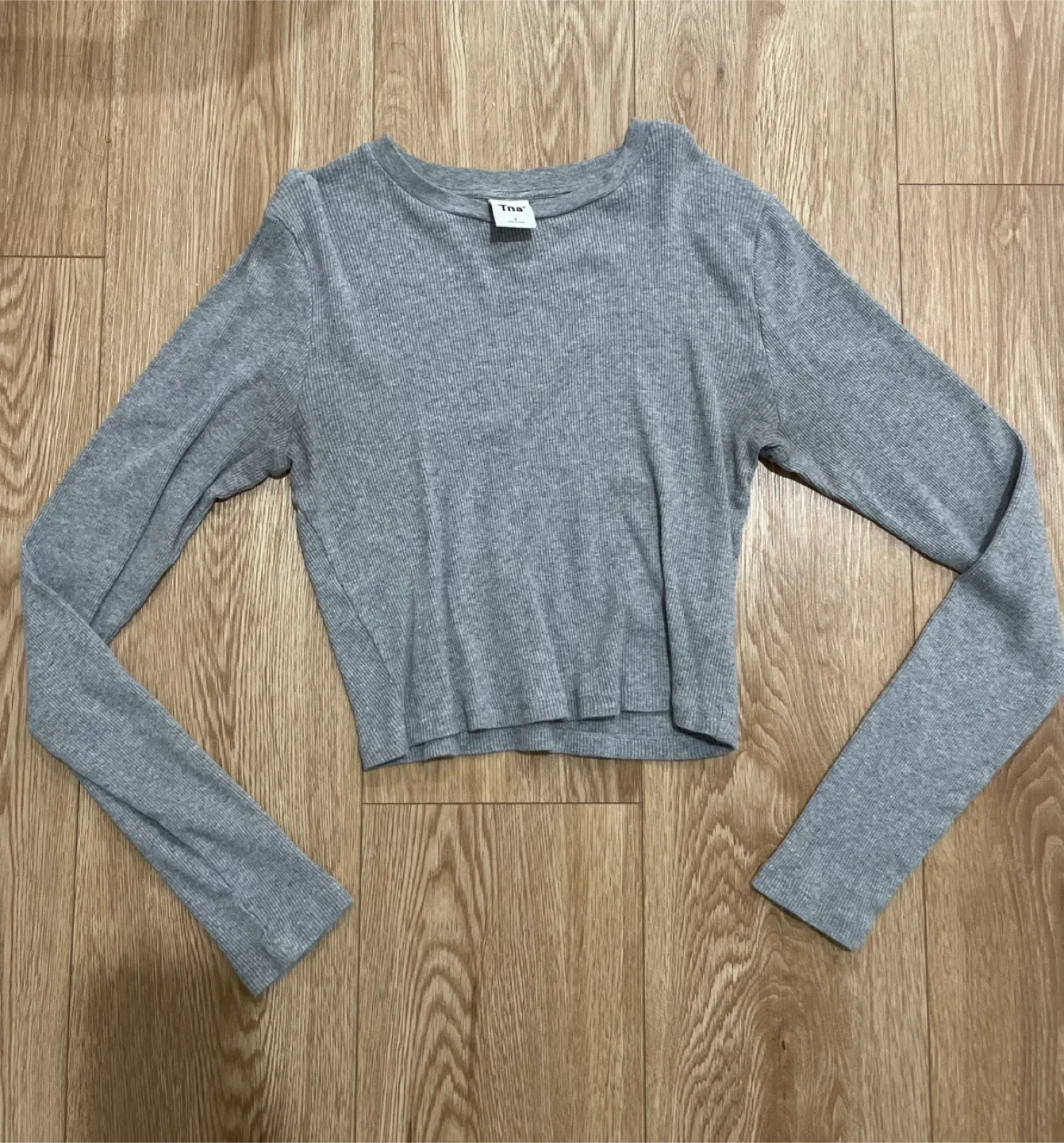 TNA Grey Ribbed Long Sleeve - Size S