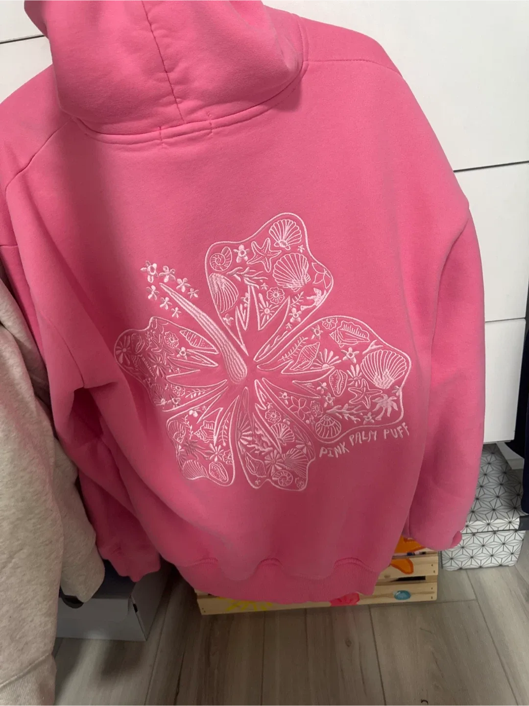 Pink Palm Puff Pink Hoodie - Size M image indicator(2)