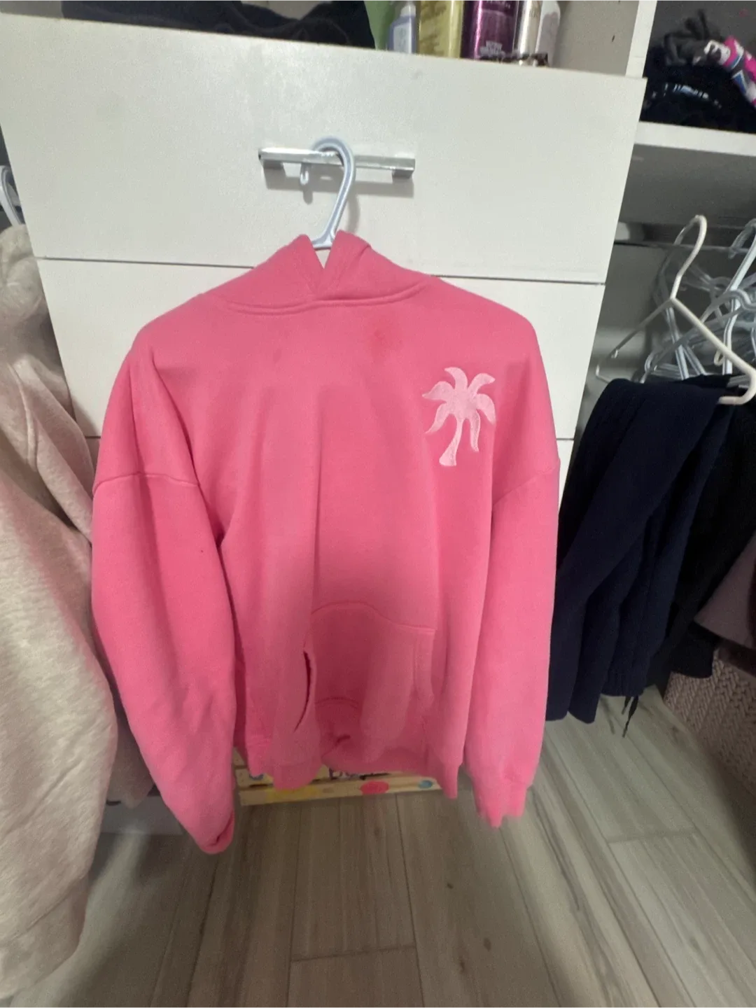Pink Palm Puff Pink Hoodie - Size M