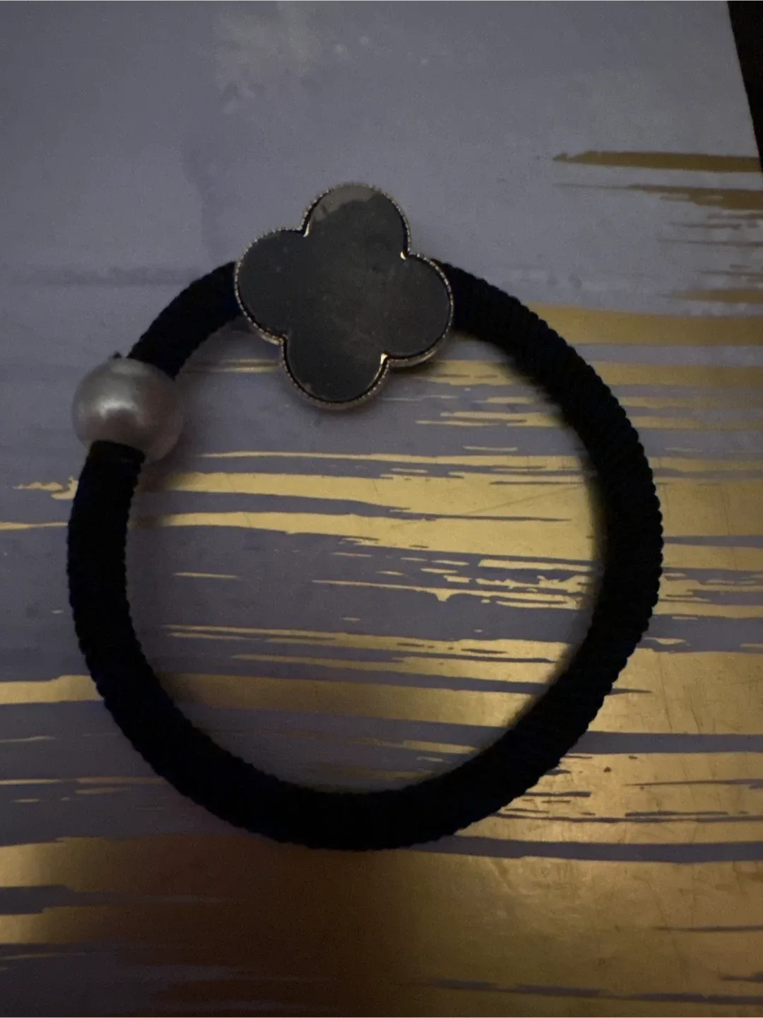 New set of 2 Clover Hair Tie - Black and White image indicator(3)