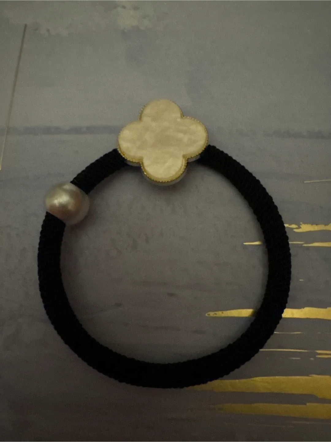 New set of 2 Clover Hair Tie - Black and White image indicator(2)