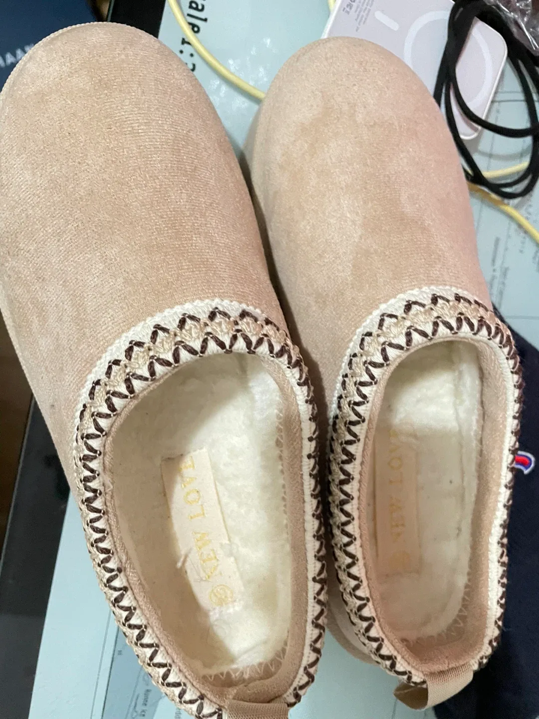 New Love Beige Slippers Size 8.5