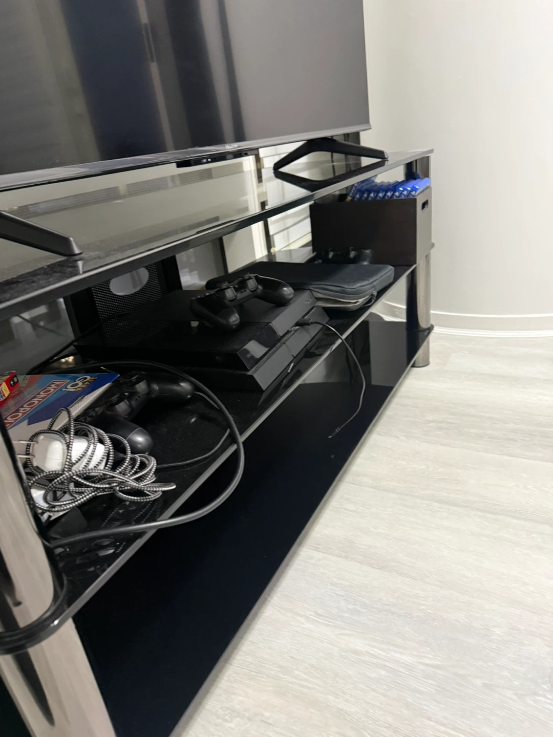 Black Glass TV Stand