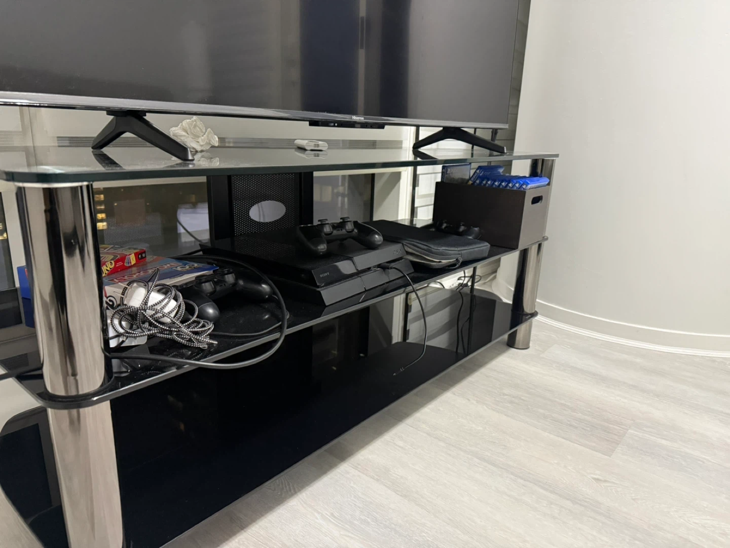 Black Glass TV Stand - photo 3