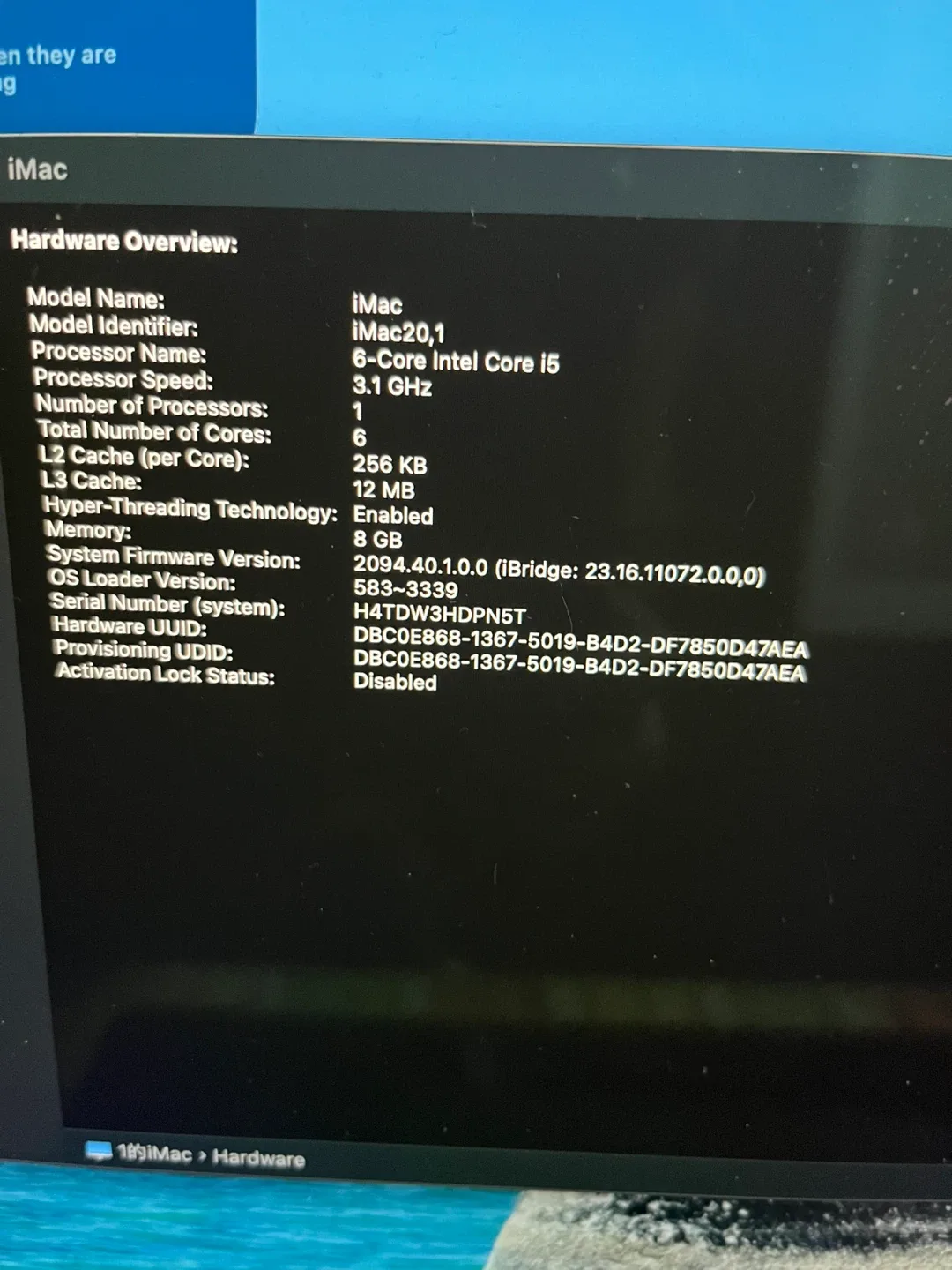 27” iMac 2020 – i5/8GB/256GB SSD – Excellent Condition image indicator(5)