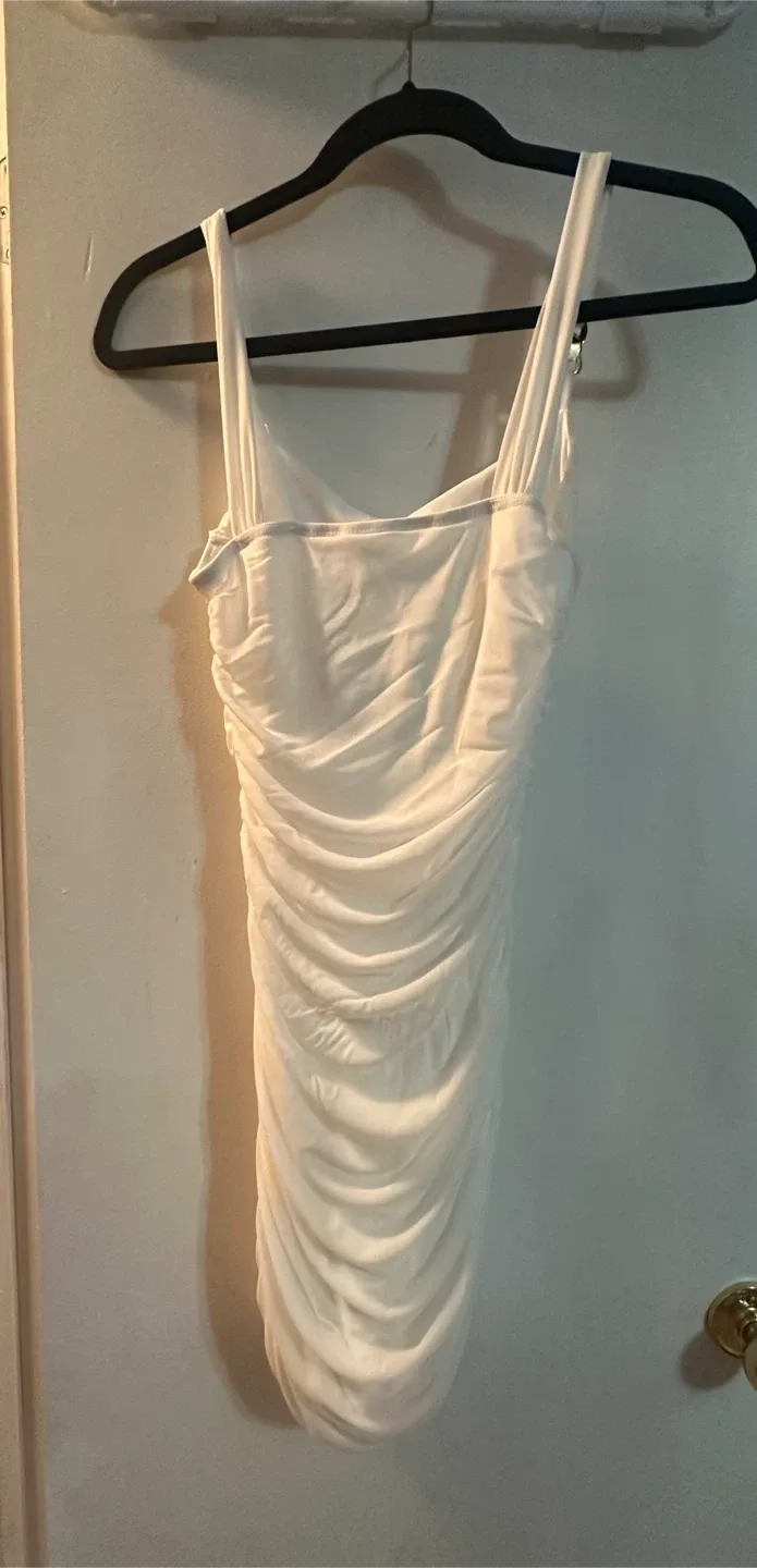 White Ruched Bodycon Mini Dress image indicator(2)