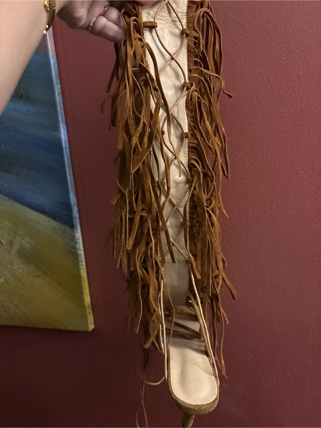 New Suede Fringe Heeled Sandals - image indicator(4)