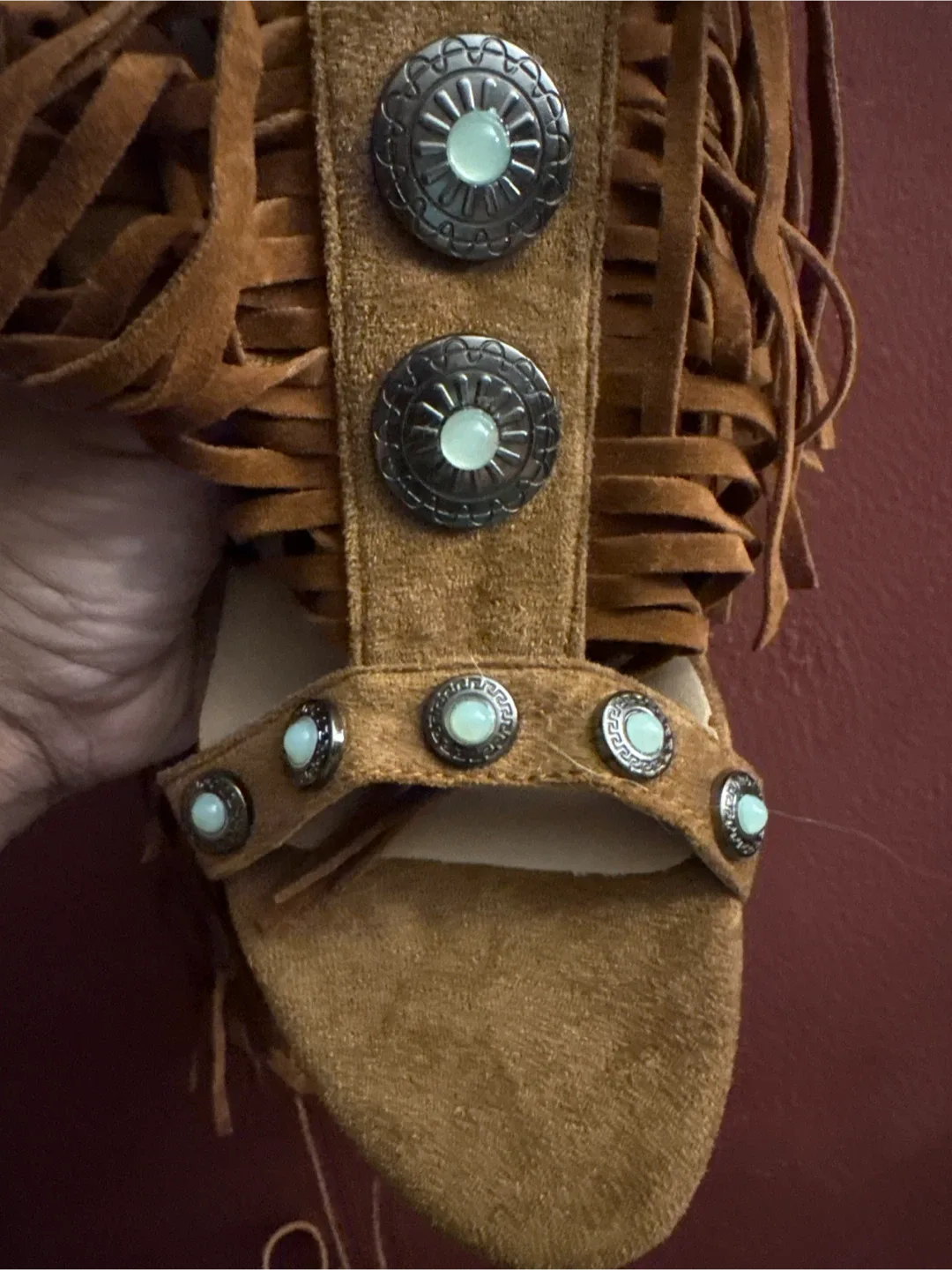 New Suede Fringe Heeled Sandals - image indicator(2)