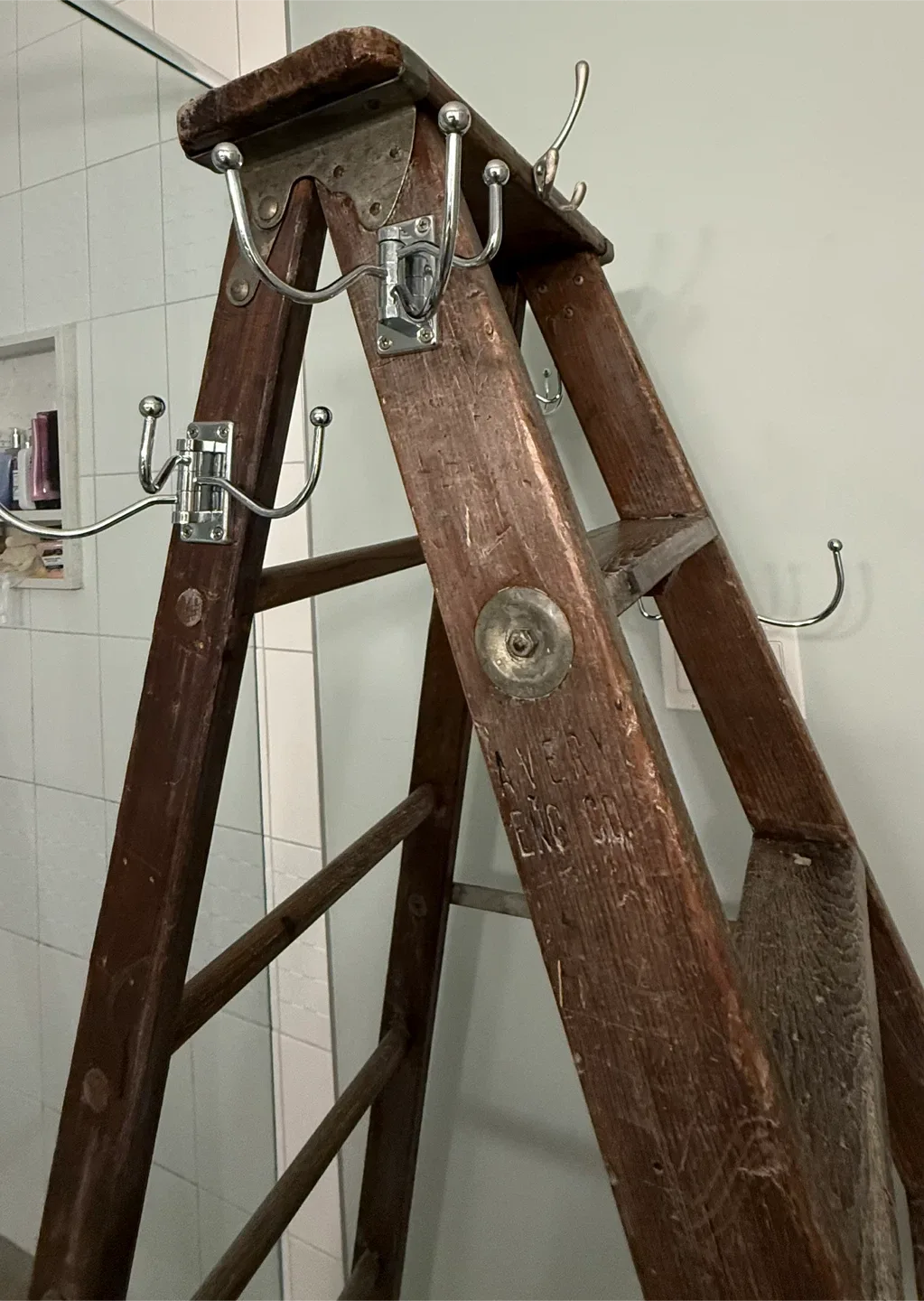 Repurposed antique wood ladder