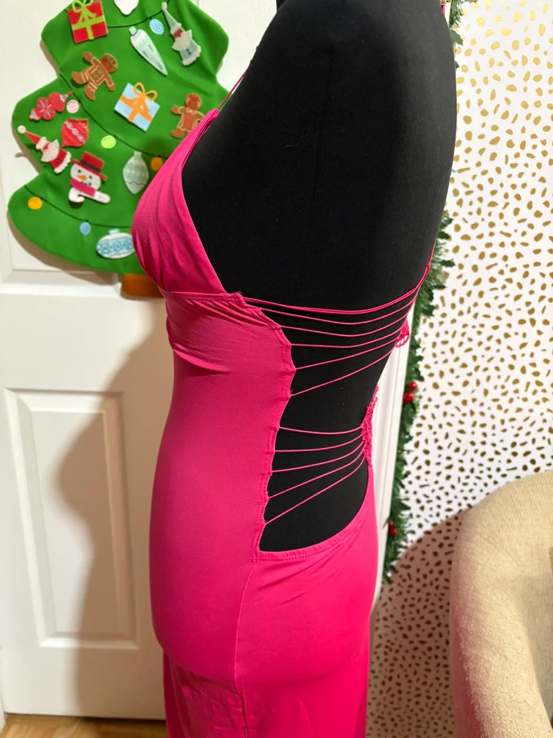 Pink Butterfly Backless Maxi Dress image indicator(6)