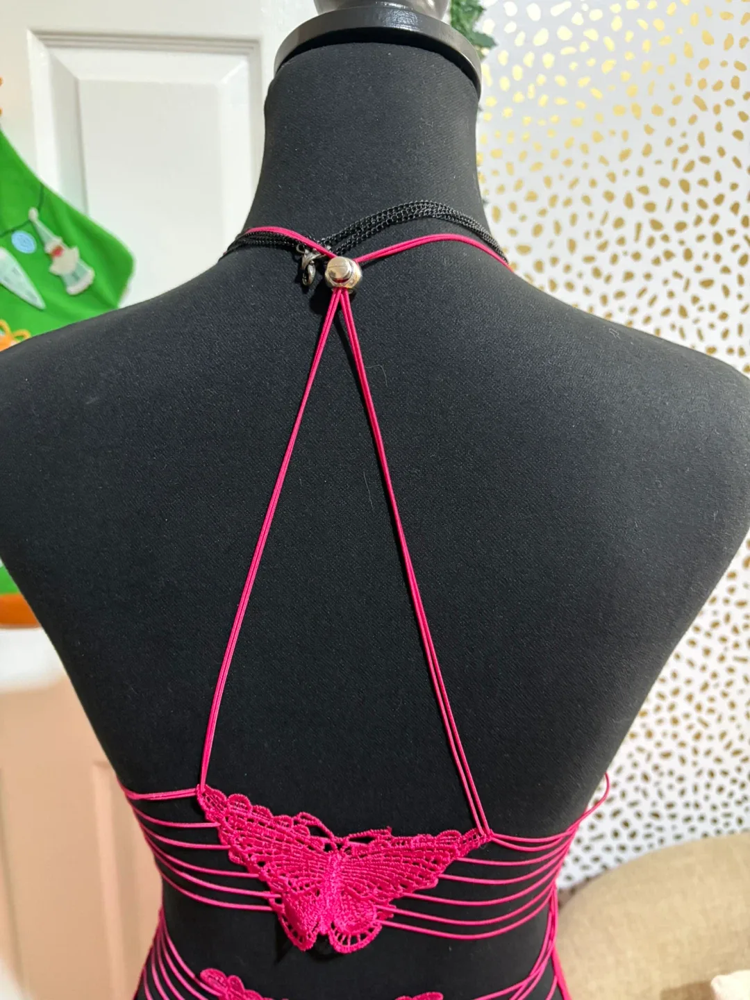 Pink Butterfly Backless Maxi Dress image indicator(5)