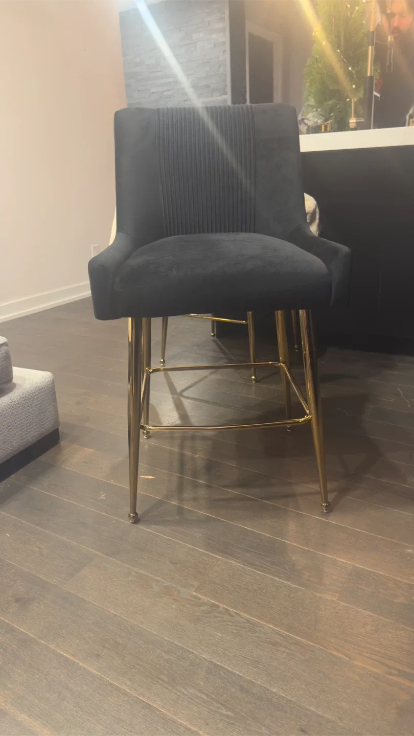 Black Velvet Bar Stools with Gold Legs